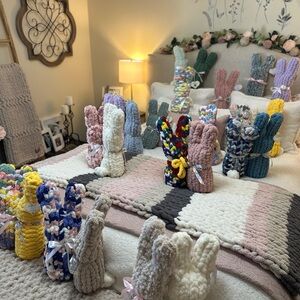 Handmade Chunky Knitted Peep Bunnies